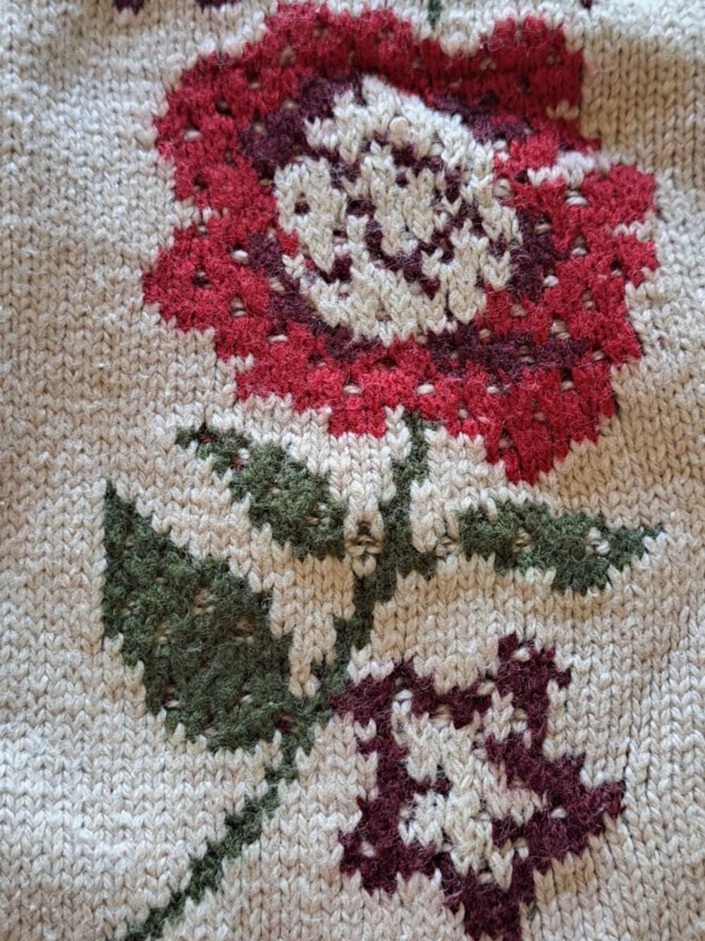 New Wonderly XL Tan Floral Knit Sweater Cottage Coquette Tags Mock Neck Winter - Picture 2 of 14